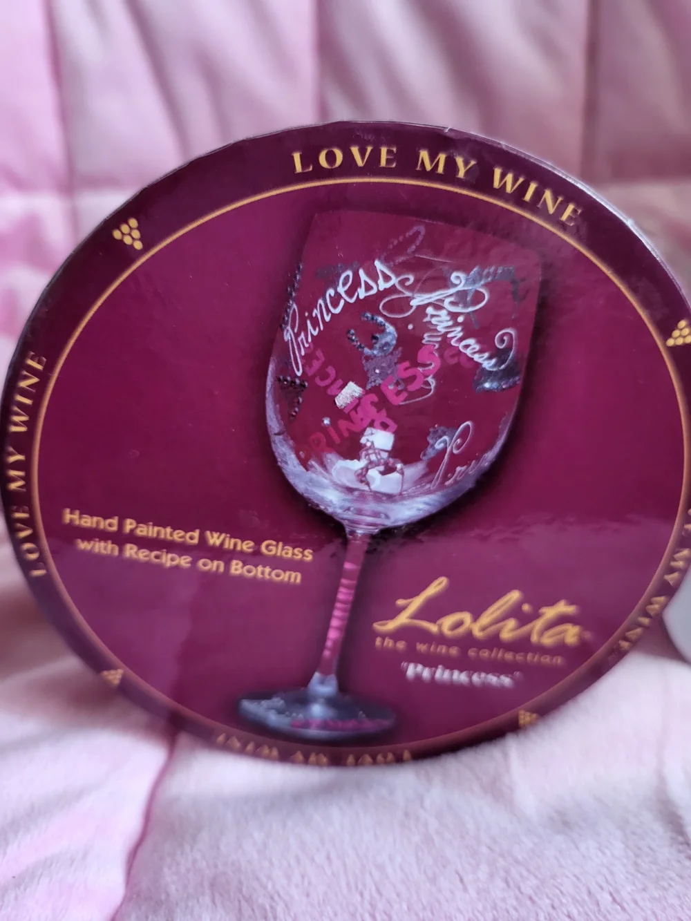 Lolita Princess Hand-Painted 15 Oz Wine Glass with Gift Box